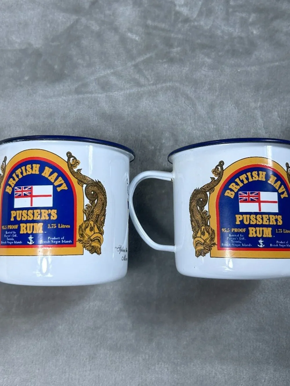 Pusser's Rum British Navy British Virgin Island Enamel Metal Tin Cups Military
